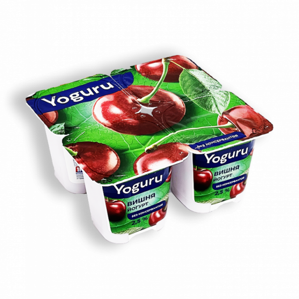 Йогурт Yoguru вишня 2,5% 4 стаканчика по 125г