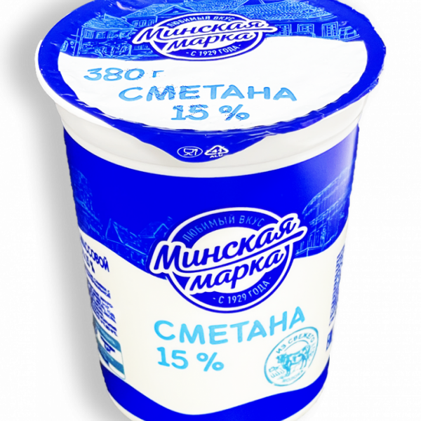 Сметана Минская марка 15% 380г стакан