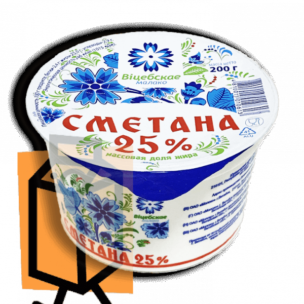 Сметана "Витебское молоко" 25% 200г стакан (г. Витебск, Беларусь)