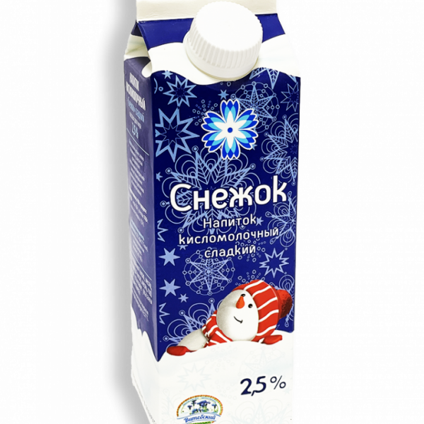 Напиток кисломолочный снежок Витебское молоко 2,5% 500г пюр-пак