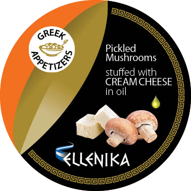 Маринованные грибы, фаршированные сливочным сыром, в масле