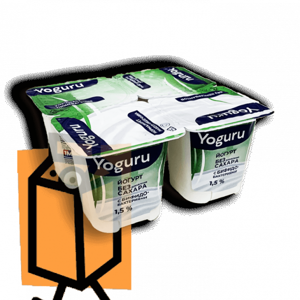 Йогурт "Yoguru" с бифидобактериями без сахара 1,5% 4 стаканчика по 125г