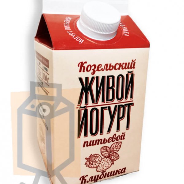 Йогурт "Живой" клубника 2,5% 450г пюр-пак (г. Козельск, Россия)