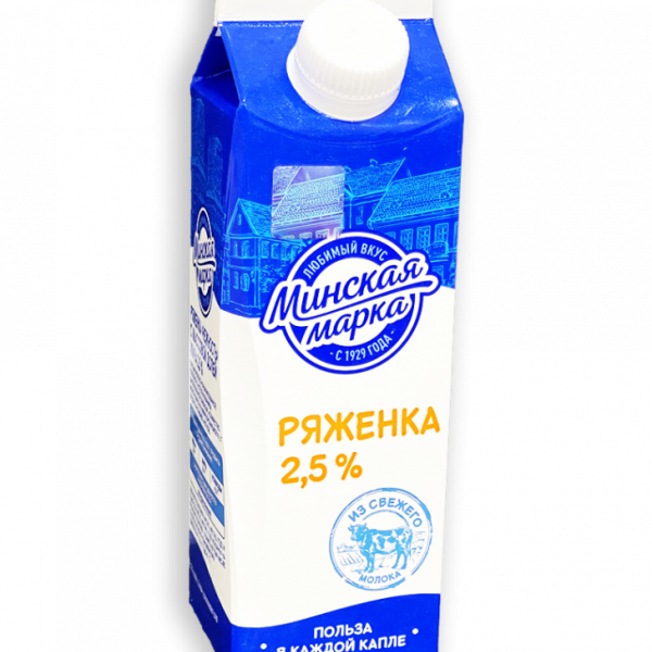 Ряженка Минская марка 2,5% 500г пюр-пак
