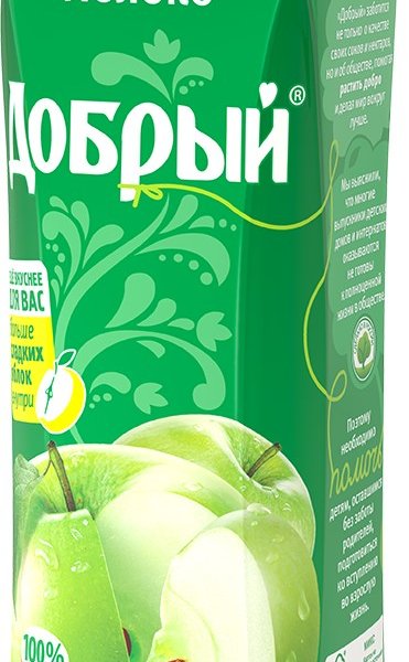 Сок Добрый Яблоко зеленое 1 литр 12 шт в упаковке