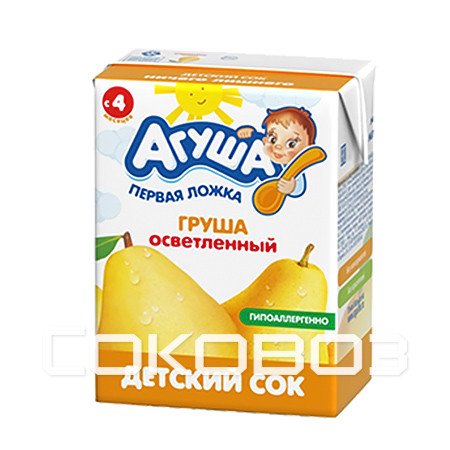 Сок гипоаллергенный детский Агуша Груша 0,2л (27шт)