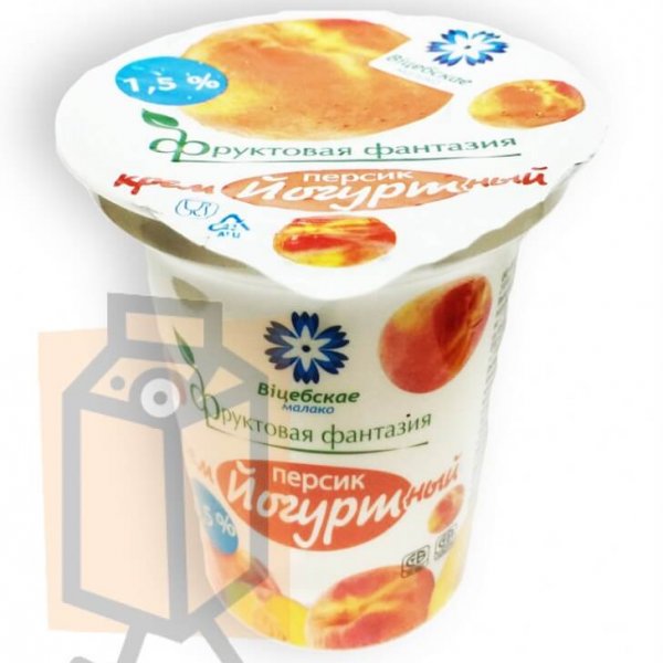 Крем йогуртный "Фруктовая фантазия" персик 1,5% 160г стакан (г. Витебск, Беларусь)