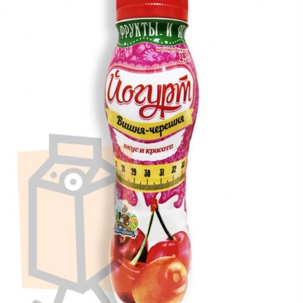 Йогурт "Кубанский молочник" вишня-черешня 2,5% 290г бутылка (г. Краснодар, Россия)