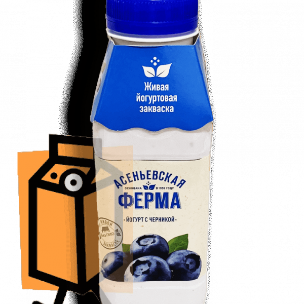 Йогурт "Асеньевская ферма" черника 1,5% 330г бутылка