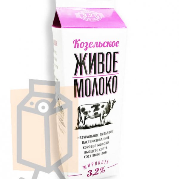 Молоко пастеризованное "Живое" 3,2% 0,95л пюр-пак (г. Козельск, Россия)