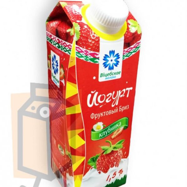Йогурт "Фруктовый Бриз" клубника 1,5% 500г пюр-пак (г. Витебск, Беларусь)