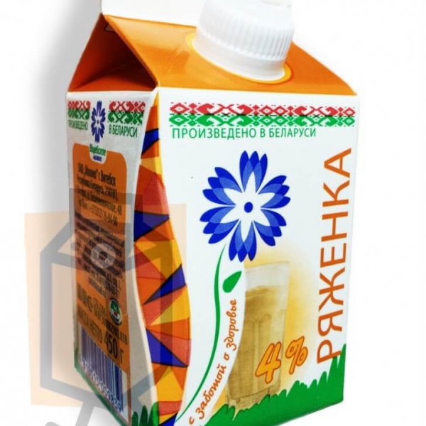 Ряженка "Витебское молоко" 4% 450г пюр-пак (г. Витебск, Беларусь)