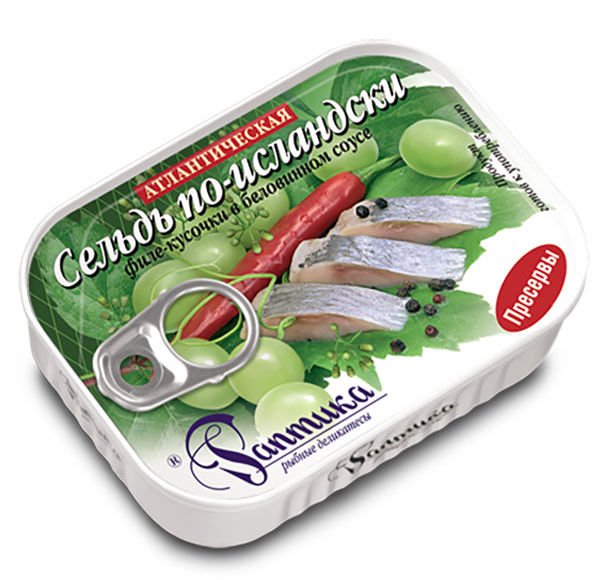 Сельдь по-исландски в беловинном соусе "Раптика", 115 гр.