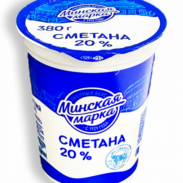 Сметана Минская марка 20% 380г стакан
