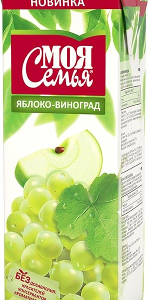 Сок Моя Семья Яблоко-Виноград 1 литр 12 шт в упаковке