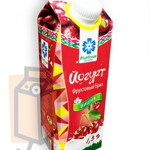 Йогурт "Витебское молоко" "Фруктовый Бриз" вишня 1,5% 500г пюр-пак