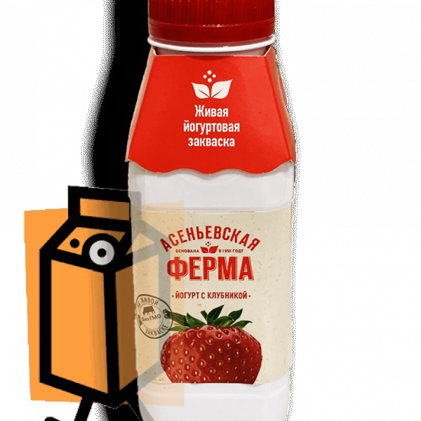 Йогурт "Асеньевская ферма" клубника 1,5% 330г бутылка