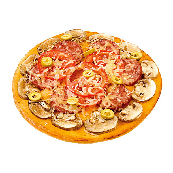 Пицца с сервелатом и грибами